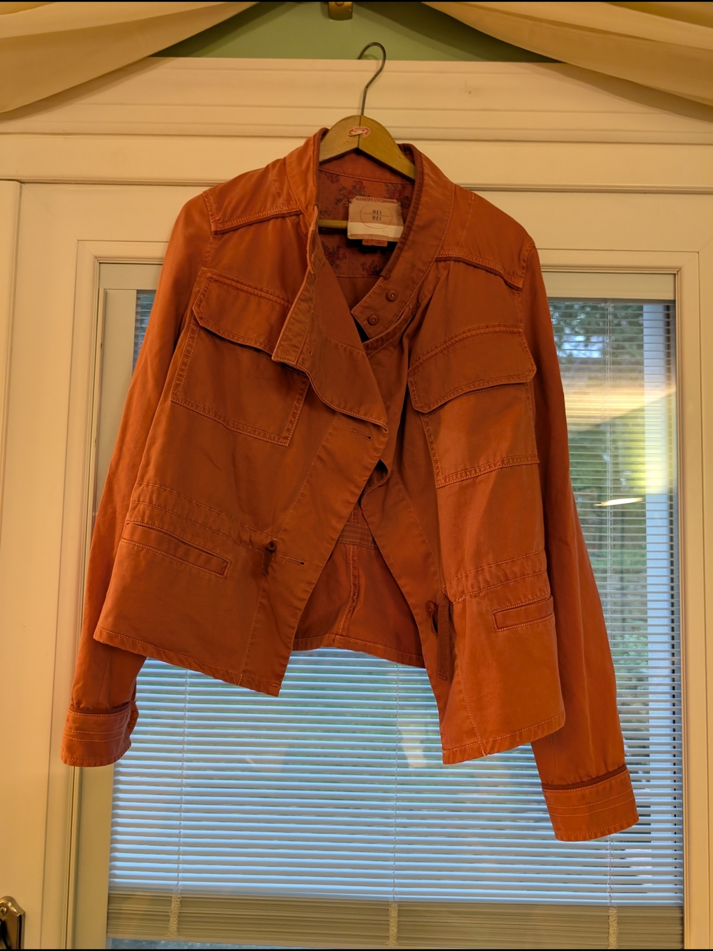 Women's Rust Utility Jacket with Front Pockets - Lightweight Casual Layer